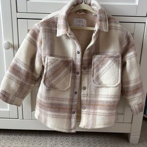 Zara Cream and Tan Plaid Shacket